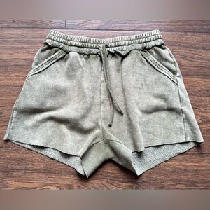 Zenana Acid Wash Fleece Drawstring Shorts with Pockets